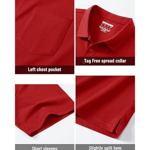 Polo de Manga Corta para Hombre con Bolsillo – Algodón Piqué, 3 Botones, Casual, Absorbe la Humedad, para Golf - Product Image 5