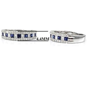 Joyería hecha a medida simplemente alta calidad platino blanco oro sólido diamante Real Azul zafiro anillo banda para regalo - Product Image 3
