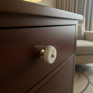 AG Elements Bouton de tiroir de cuisine en marbre blanc, finition brillante, design minimaliste, durable, antirouille, pour meubles de cuisine - Product Image 1