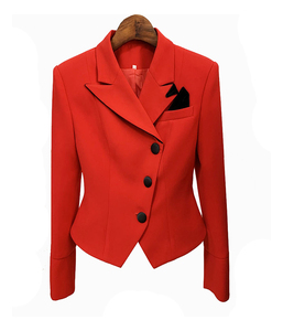 Women's red Genuine Leather Moto Jacket Full Sleeve <b>Zipper</b> Closure Stand Collar Autumn Style - Product Image 5