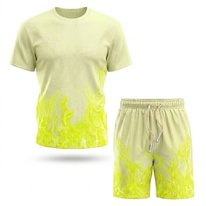 Men's Short Sleeve Digital Print Tshirt <b>Set</b> for Summer Casual Outdoor Sports and Vacation 2 Piece Tshirt and Shorts <b>Set</b> - Product Image 2