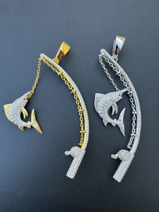 Hiphop Shark Pendant Necklace With Zircon Inlay Gold Plated Alloy Chain Unisex Animal Theme Jewelry Gift - Product Image 3