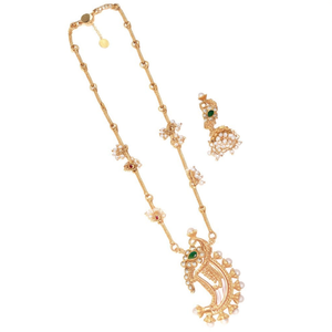 Jewelemarket 10575502RGR Elegante Juego de Collar Largo Chapado en Oro, Joyería de Moda con Piedra Pota y Perla para Ocasiones Nupciales - Product Image 2