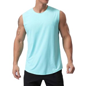 Men's Navy <b>Blue</b> Cotton Tank <b>Top</b> O-Neck Sleeveless Knitted Solid Casual Muscle <b>Vest</b> Wear - Product Image 1