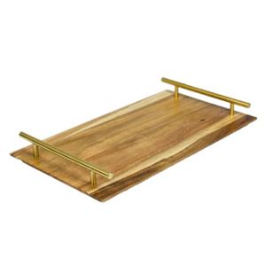 Plateau de service rectangulaire en bois fait main avec finition en bois naturel, plateau de service alimentaire et de petit-déjeuner polyvalent et durable pour la maison - Product Image 2