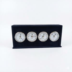 Horloge mondiale classique en bois noir faite à la main (16x4x7) pouces avec différentes fuseaux horaires - Product Image 1