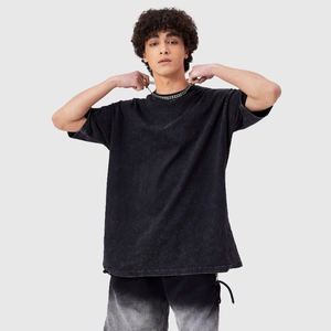 ผู้ผลิตขายส่งเสื้อยืดคอตตอนผู้ชายทรงโอเวอร์ไซส์ แขนสั้น ผ้าถักเนื้อนุ่ม สีพื้น สำหรับฤดูร้อน รับสั่งทำตามแบบ - Product Image 4