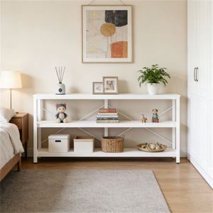 Tavolo Consolle Extra Lungo con Spazio di Archiviazione, Scaffale Aperto e Espositore - Product Image 2