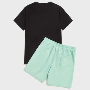 Conjunto de Dos Piezas de Verano para Hombre de Alta Calidad, Camiseta y Pantalones Cortos, Tela Transpirable, Moda Casual para Uso en Exteriores e Interiores - Product Image 2