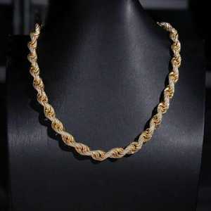 Chaîne en corde de 8 mm de large, style hip-hop, maillons cubains, certifiée GRA, moissanite taille brillant VVS1, plaqué rhodium, colliers en argent 925 - Product Image 1