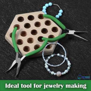 Alicates de punta curva de acero inoxidable de 5 pulgadas con mordazas dentadas para la fabricación de joyas - Product Image 3