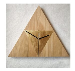 Hand Crafted Wooden Triangle <b>Wall</b> <b>Clock</b> Analog Quartz Silent Design Living Room <b>Decor</b> - Product Image 1