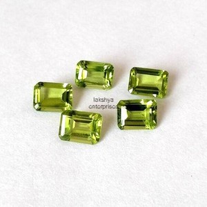 Peridoto natural de 7 mm y 9 mm, corte octogonal, piedras preciosas sueltas, peridoto verde facetado y calibrado para la fabricación de joyas, venta al por mayor. - Product Image 5