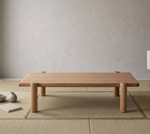 Mesa de Centro de Madera de Teca Kanzia de Diseño, Construcción Auténtica en Madera Sólida, Patas Cilíndricas Artísticas, Duradera, Ecológica y Minimalista - Product Image 5