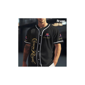 T-shirt de baseball ABRA SPORTS pour homme, col en V, style vintage, jersey boutonné, manches courtes, respirant, séchage rapide - Product Image 2