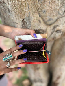 Nuevo pelo hecho a mano Real en ocultar piel metálica carteras de cuero para mujer elegante colorido multiusos monederos ATM tarjetero carteras - Product Image 6