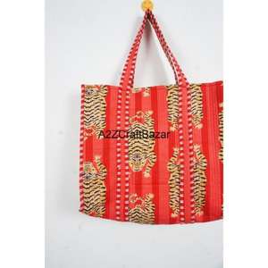 Bolso Tote Largo de Hombro Acolchado de Algodón Indio Hecho a Mano con Rayas para Mujer, Ecológico, Estilo Boho, para Compras, Fiestas, Comestibles, Gran Capacidad - Product Image 3