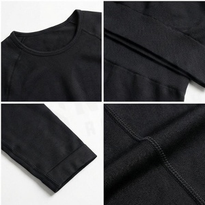 Ensemble de yoga 2 pièces North Approach, haut court noir uni, leggings taille haute, tissu respirant, sans couture, vêtements de sport pour femmes - Product Image 4