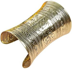 Brazalete de Metal Hecho a Mano con Diseño Floral en Relieve, Estilo Tribal de Lujo, Acabado Oxidado, Artesanía Exquisita - Product Image 1