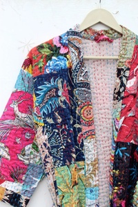 Chaqueta de Kimono folclórica Bohemia hecha a mano, chaqueta de retazos coloridos, abrigo de ropa de dormir para mujer - Product Image 2