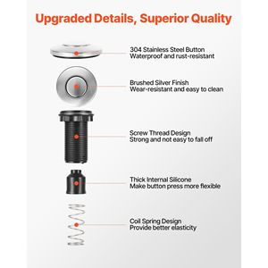 Kit Interruttore ad Aria da 3,5 Pollici in Acciaio Inossidabile Spazzolato Argento per Smaltimento Rifiuti Alimentari ON/OFF, per Installazione su Lavello - Product Image 3