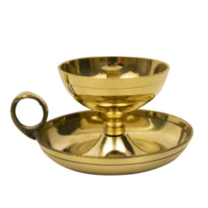Lampe à huile traditionnelle Aarti Diya en laiton avec poignée en forme de plateau, artisanale, pour Pooja Thali Deepam - Product Image 3