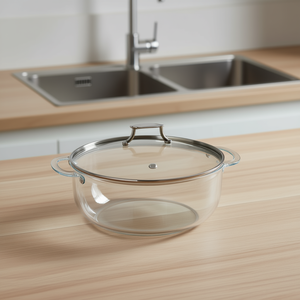 Pot en verre de 18 cm avec couvercle - Produit en verre de qualité supérieure - Product Image 3