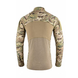 Chemise à manches longues pour homme, vert olive, col montant, séchage rapide, style vêtements de travail, coupe classique, couleur unie, tissu tissé - Product Image 6