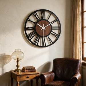 Large Vintage Metal <b>Wall</b> <b>Clock</b> Round Iron <b>Silent</b> Decorative <b>Clock</b> for Indoor Outdoor Garden Home Living Room - Product Image 6