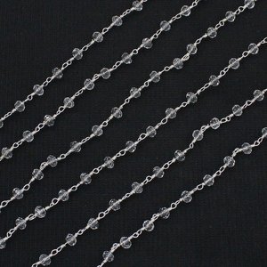Chaîne de chapelet en cristal hydro 3mm, fil plaqué argent, chaîne perlée pour la fabrication de bijoux, vente en gros - Product Image 2