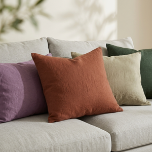 Housse de coussin rectangulaire en lin uni de style nordique, coussin rustique pour canapé - Product Image 5
