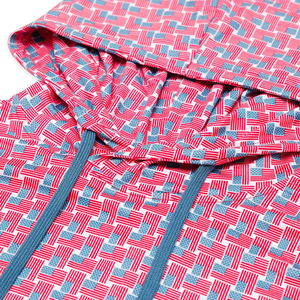 Camisa de Manga Larga con Capucha y Estampado Geométrico Rojo para Hombre, de Secado Rápido, Informal, para Verano, Corte Regular, Tejido de Poliéster - Product Image 3