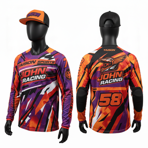 Maillot de course BMX pour hommes, 180 GSM, tissu en maille polyester respirant, bleu, noir, blanc, vert, logo personnalisé par sublimation - Product Image 2