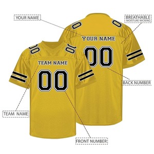ชุดยูนิฟอร์มอเมริกันฟุตบอลพรีเมียมสำหรับผู้ชาย เสื้ออเมริกันฟุตบอล คอวี แขนสั้น โพลีเอสเตอร์ พิมพ์ชื่อทีม ระบายอากาศได้ดี - Product Image 4