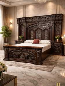 Luxury French Style Bedroom <b>Set</b> King Size Hand Made Wood Furniture with Gold Accents Traditional Antique Design Bedroom <b>Set</b> - Product Image 4