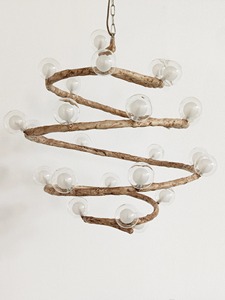 Assured Quality <b>Rustic</b> Spiral Wood Chandelier With Glass Globe Bulbs <b>Lighting</b> <b>Fixture</b> For Ceiling Decor - Product Image 1