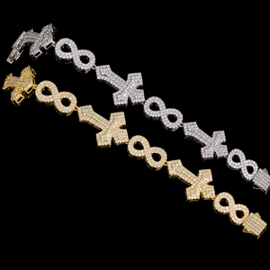 New Latest 18K <b>Solid</b> Gold Plated Sterling <b>Silver</b> Iced Out Infinity and Cross Cuban Chain with Moissanite Trendy Unisex Jewelry - Product Image 4