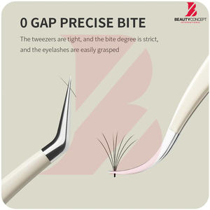 Ensemble de 3 pinces à cils en crème de qualité supérieure, ensemble d'outils professionnels de précision pour extensions de cils avec poignée ergonomique - Product Image 4