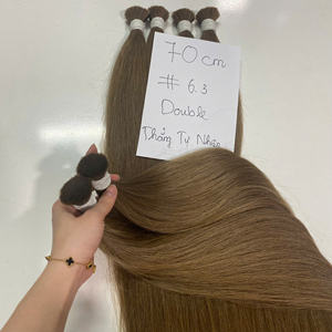 Ombre de couleur #6.3 Double Drawn cheveux humains vierges non transformés bruts vierges naturels droits paquets de cheveux en vrac - Product Image 4