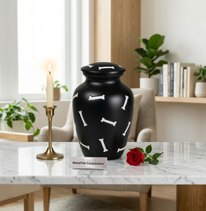 Urna de Cremación de Metal Premium para Mascotas, Perros, Gatos, Conejos, con un Único Diseño de Huesos, Tapa con Rosca Segura, Hermosa y Moderna - Product Image 2