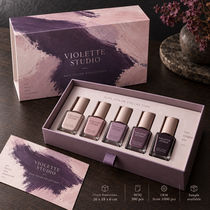 Custom VIOLETTE Nail Color Collection Sliding Drawer Packaging <b>Box</b> - Product Image 6