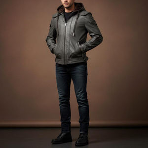 Chaquetas de Cuero con Capucha para Hombre, a la Moda, para Invierno, Chaquetas Casuales para Clima Frío, Prendas Exteriores de Cuero Suave de Primera Calidad, Modernas - Product Image 3