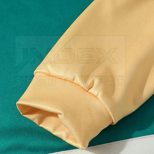 Men's Hooded Sweatshirt Color Blocking <b>Raglan</b> Sleeve Knitted Oversized Casual Style Green Yellow Red Patchwork - Product Image 6