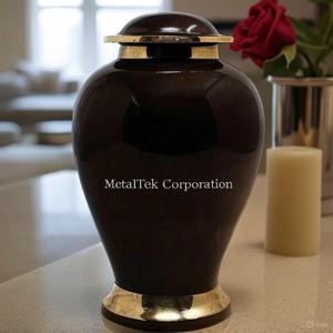 Urnes funéraires en laiton noir de qualité supérieure, couleurs personnalisées, urnes commémoratives pour adultes, urnes décoratives en métal pour cendres, urnes funéraires - Product Image 2