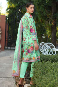 Vibrant Printed Lawn Cotton Fabric IndianPakistani Women's <b>Dress</b> Tradition Shalwar Kameez With Lace - Product Image 5