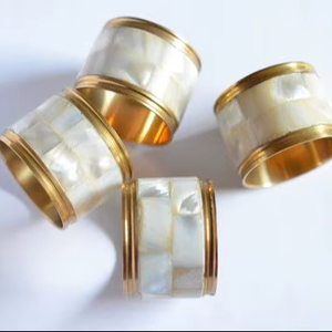 ห่วงรัดผ้าเช็ดปากทำจากทองเหลืองแบบมีที่รองผ้าเช็ดปากทำจากสเตนเลสสตีลพร้อมไม้ถู - Product Image 1