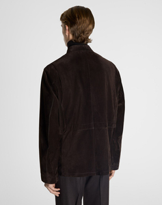 Camisa Chaqueta de Gamuza para Hombre con Cuello Mandarín, Estilo Chino, Otoño, Corte Holgado, Color Sólido, Largo Regular, Cierre con Botones - Product Image 4