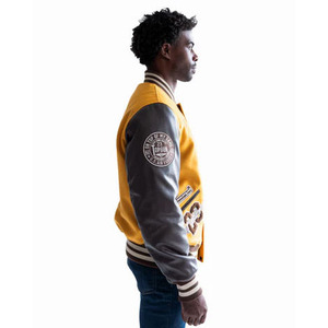 Fabricante OEM, Chaquetas Letterman Personalizadas de Buena Calidad al por Mayor, Chaqueta Varsity de Invierno con Cuerpo de Lana y Mangas de Cuero para Hombre - Product Image 2