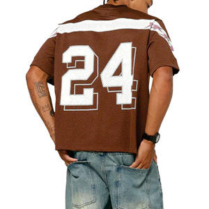Maillot de football américain vintage marron en maille respirante, coupe oversize, pour entraînement d'équipe, fournisseur de t-shirts - Product Image 5