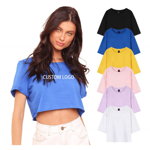 Tops Deportivos Cortos de Algodón Puro de Primera Calidad Personalizados para Gimnasio y Entrenamiento, con Logotipo Estampado y Parches de Chenilla, Colección 2025 - Product Image 1